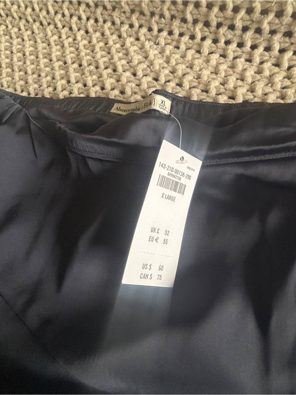 Abercrombie Satin Asymmetrical Navy Midi Skirt size xl - Picture 6 of 6